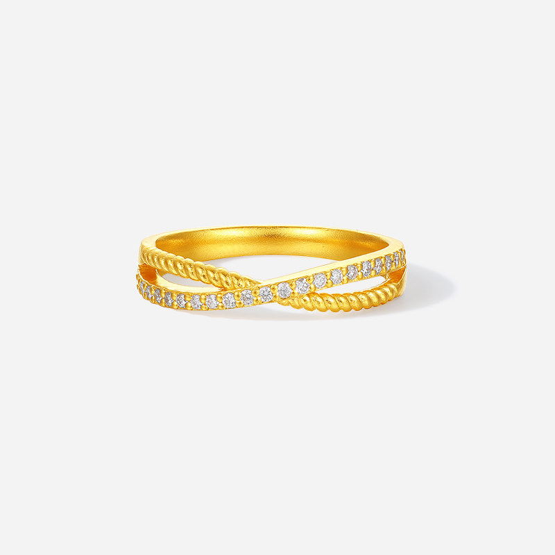 Saturday blessing gold inlaid diamond ring for women