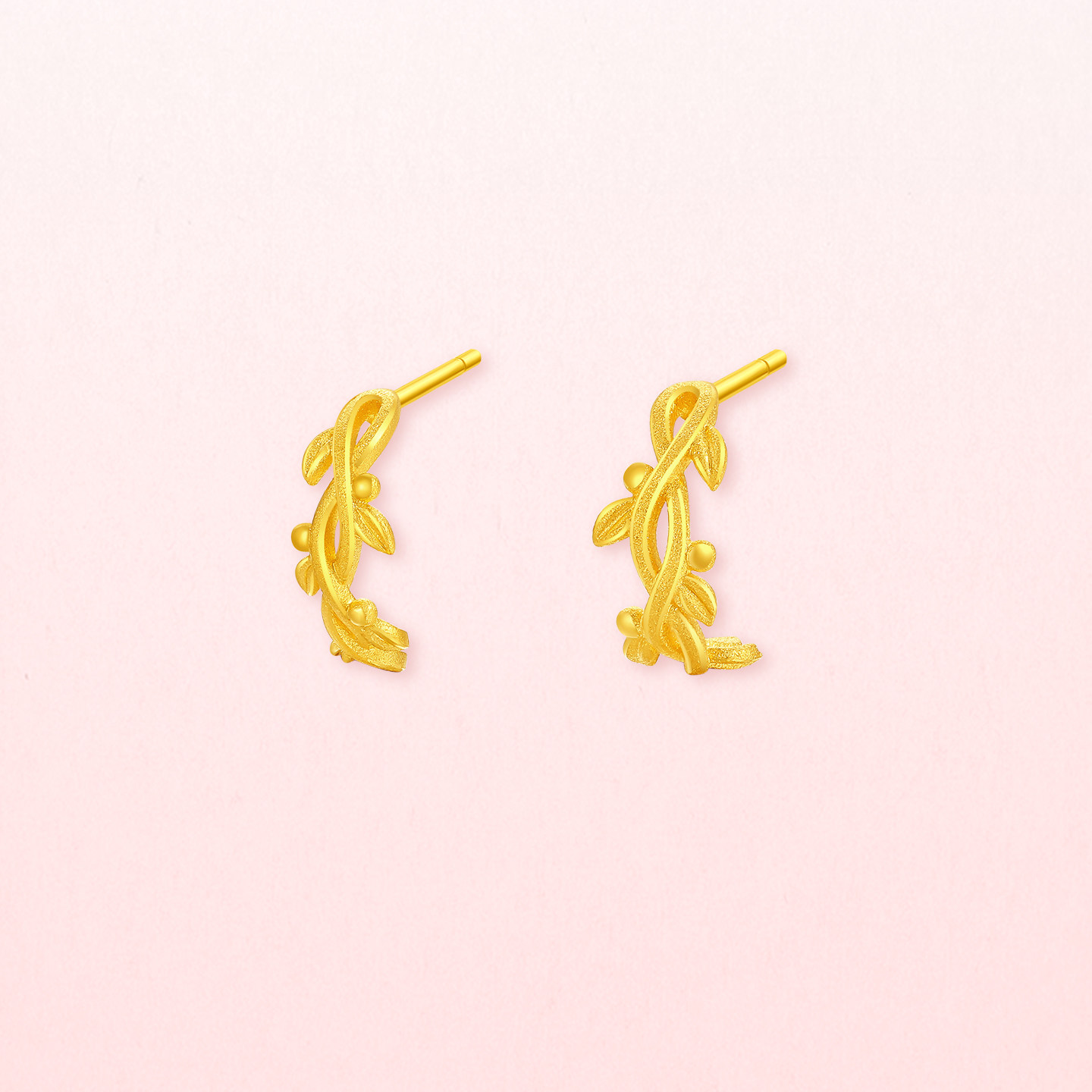 周六福黄金计价5G足金耳钉优雅浪漫叶语絮絮耳饰田园系列新年礼物,淘宝优惠券,粉丝福利购,淘宝优惠卷