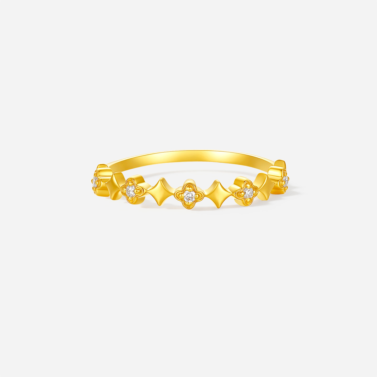Saturday blessing gold inlaid 5g pure gold diamond ring