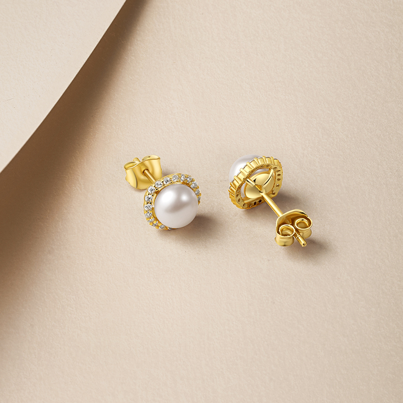 周六福赫本风淡水珍珠耳饰优雅S925银耳环圣诞礼物送女友 - 图2