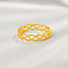 Saturday blessing 5G gold ring women's pure gold price hollow bead edge braided ring wall ring hand ornament holiday gift