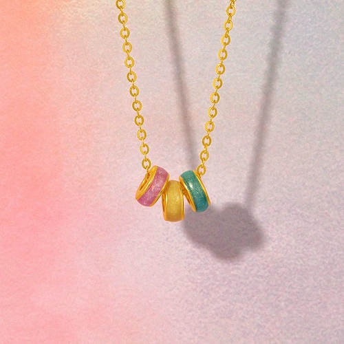 Золотое ожерелье, радужная подвеска, палитра, пончики, подарок на день рождения