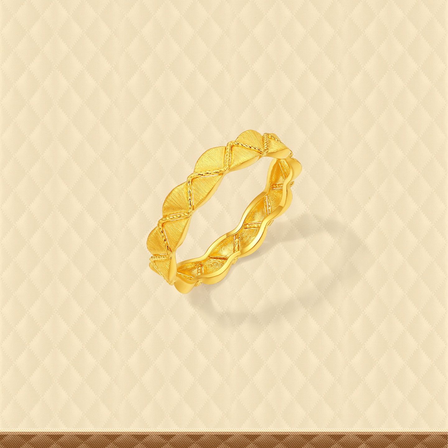 Saturday Fortune gold-denominated 5G pure gold retro palace ripple pattern ring small fragrance series holiday gift