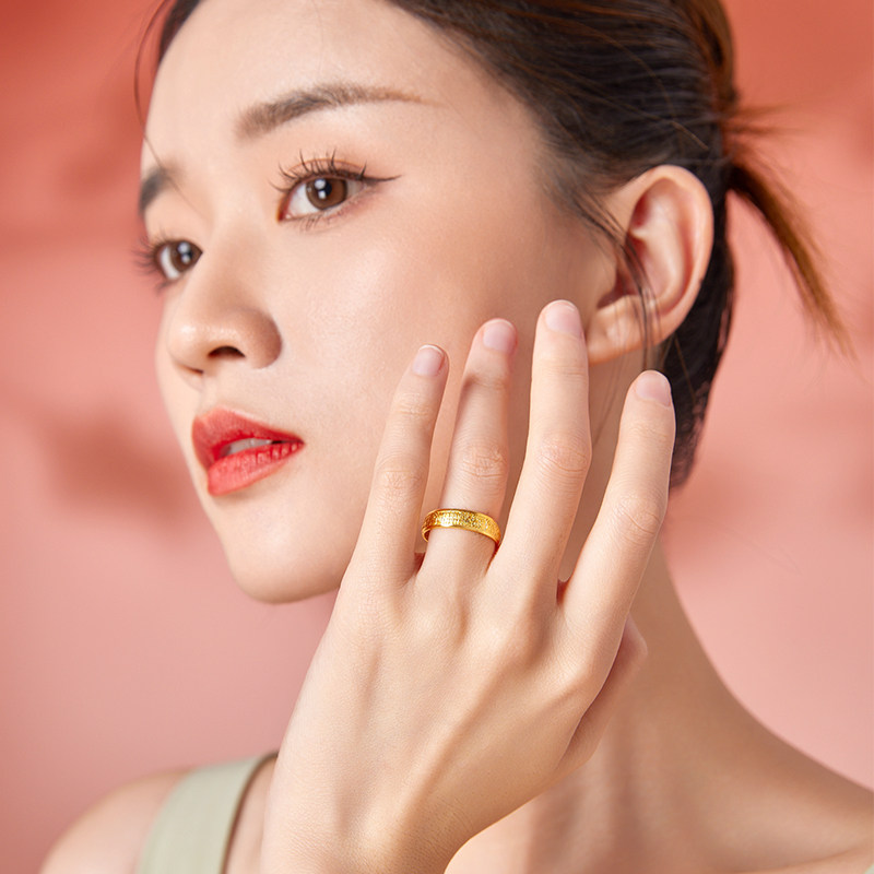 周六福黄金戒指男女款百福戒计价足金活口指环金饰手饰礼物,淘宝优惠券,粉丝福利购,淘宝优惠卷