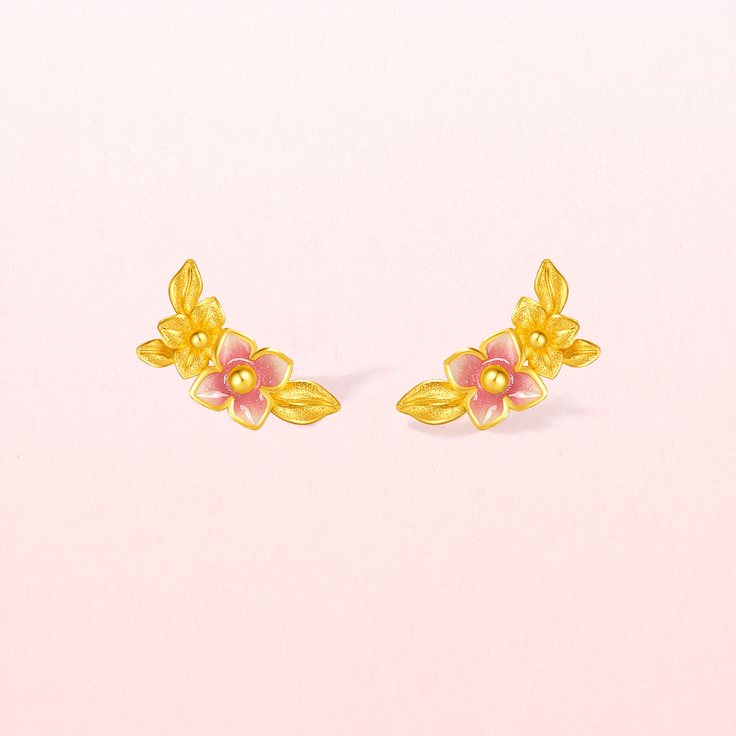 周六福黄金5G足金耳饰耳钉计价金枝红蕊田园系列女友新年礼物,淘宝优惠券,粉丝福利购,淘宝优惠卷