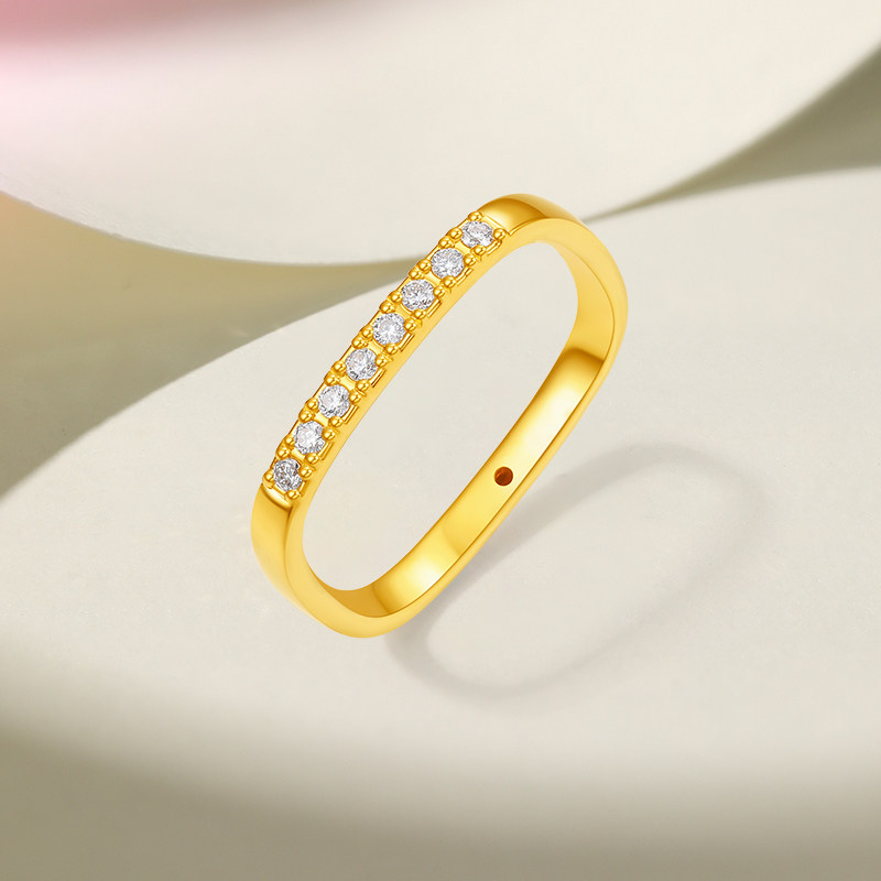 Saturday blessing gold inlaid diamond ring for women