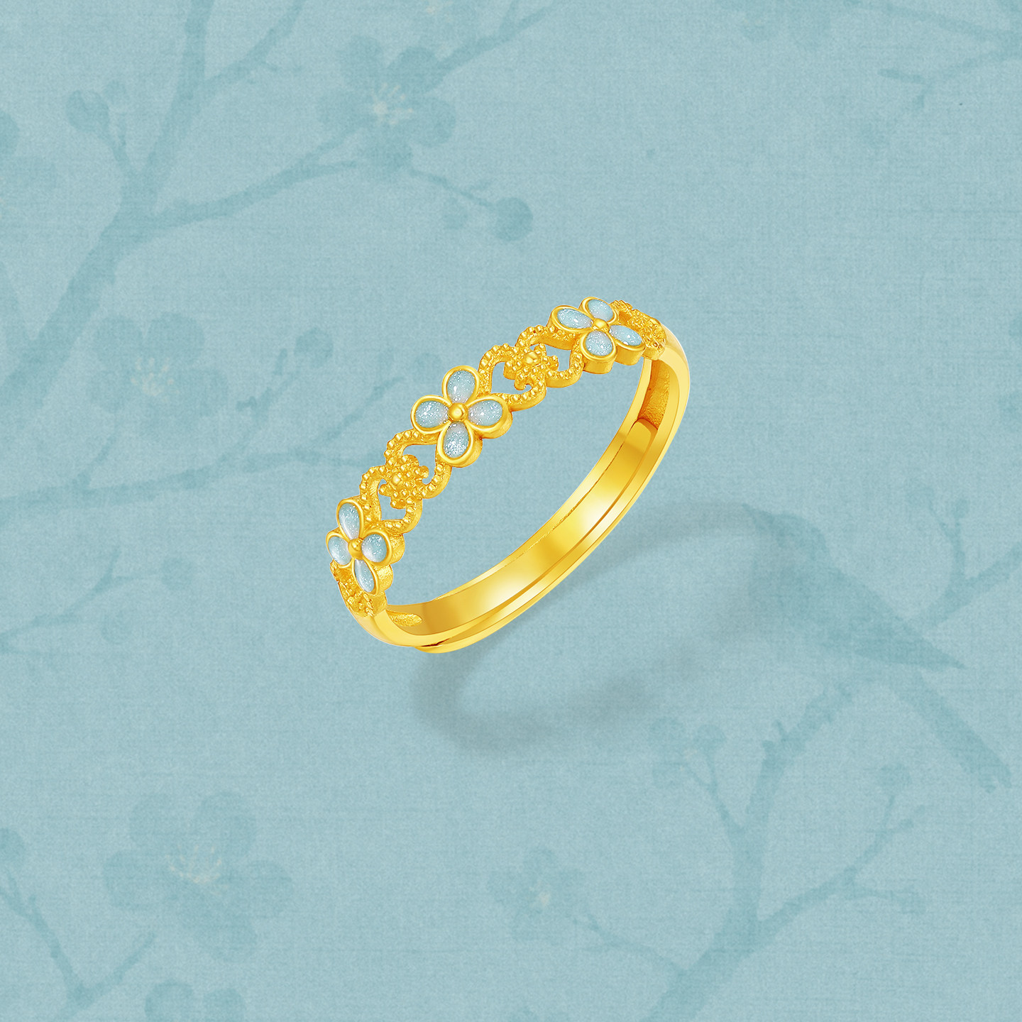 Saturday Blessing 5G Pure Gold Ring Priced Gold Osmanthus Ruyi Ring Yanyu Jiangnan Festival Gift