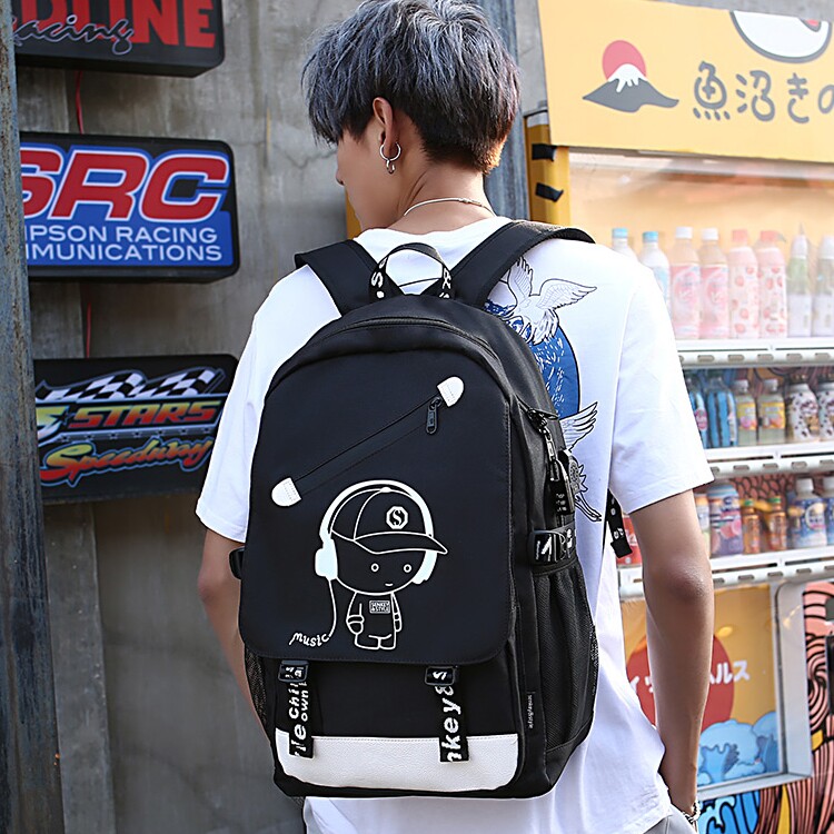 男时尚潮流高中生旅行大容量双肩包 山奇品一箱包双肩背包