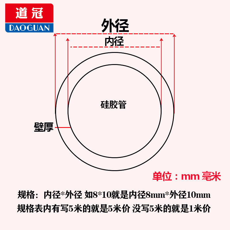 硅胶管硅橡胶软管2/3/4/5/6/8/10/12/16/19mm道冠牌水管套管-图2