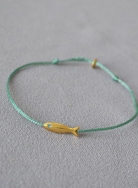 法国小众设计蓝丝编复古金鲤简约