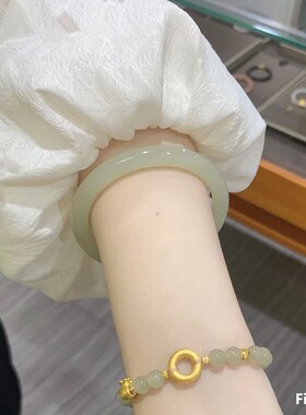 和田玉晴水青白玉叮当镯