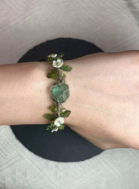 macrame编织手链绿萤石水