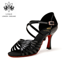 LDAE Latin dance shoes female adult professional competition Practice Test Dancing Shoes Lady medium-high heel national Dancing Shoes