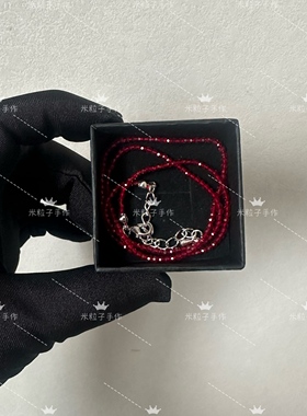 孙千同款2mm尖晶石红串珠锁骨链