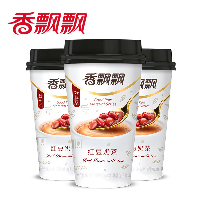 香飘飘红豆奶茶30杯整箱早餐杯装热 嘉善佳旺食品杯装奶茶