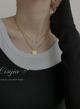 双层叠戴钛钢项链女款