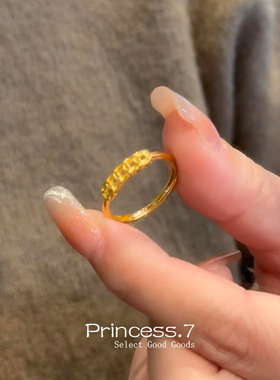 金色招财黄铜钱戒指2025新款