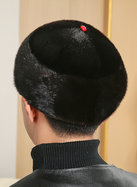 男士秋冬季海豹拼水貂毛王爷帽