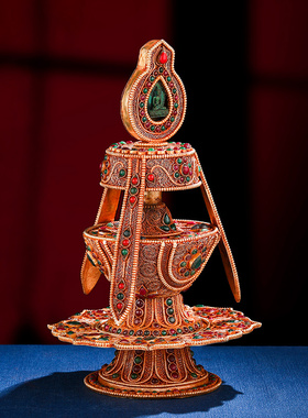 尼泊尔掐丝长寿宝瓶观音藏式地藏王无量寿宝瓶铜大号25cm菩提树下