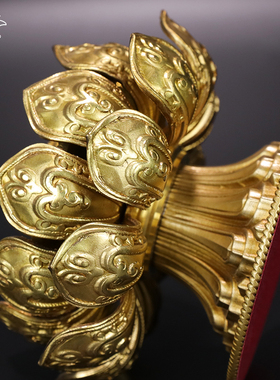 慧宝手摇转莲花底座A手持木柄筒莲花插座黄铜单双层莲瓣桌面摆件