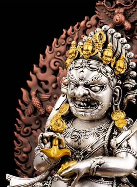 藏式全铜二臂玛哈嘎拉佛像密宗家用供奉摆件仿尼泊尔工艺高度5寸