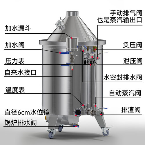 商用大型酿酒设备白酒蒸酒器蒸汽电热双层不焦锅烧气柴火烤酒酿哥 - 图0
