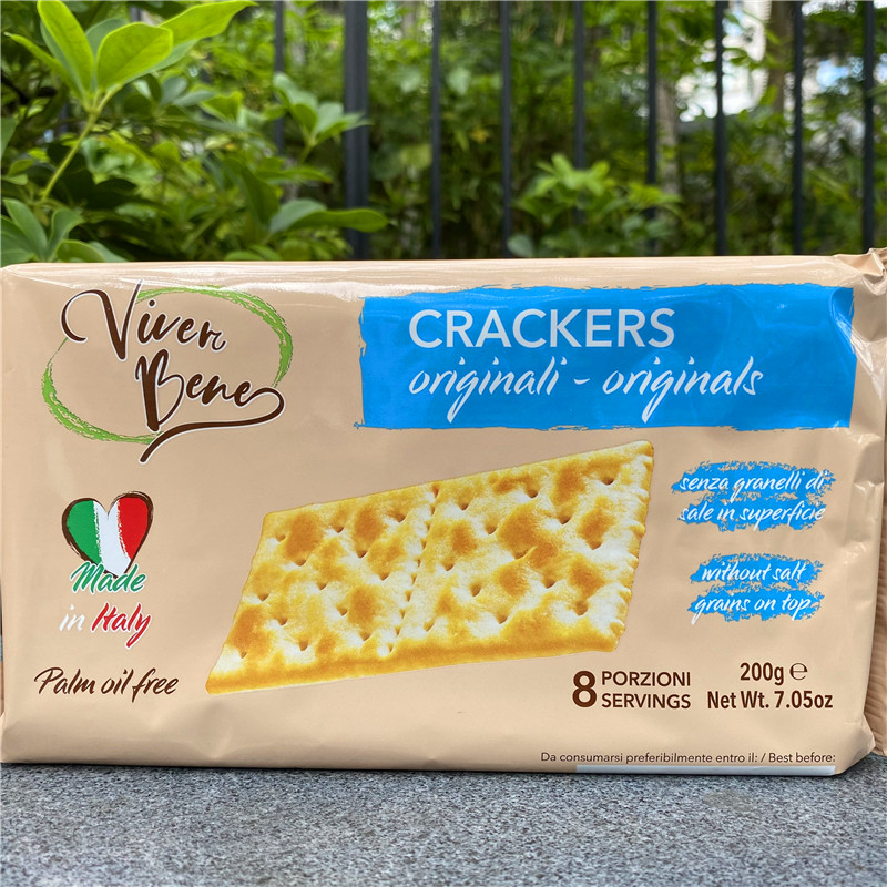 Vivere Bene Crackers意大利味贝尼全麦苏打饼干200g咸味发酵饼干 - 图0