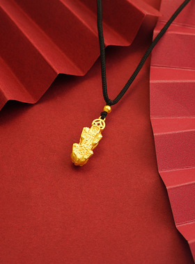 瑞兽貔貅古法项链软绳可调节男女款式饰品仿金色貔貅吊坠时尚配饰