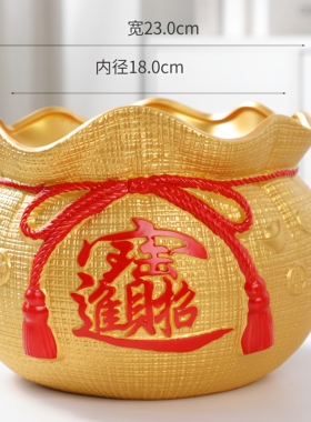 大号红陶圆形花盆福袋发财树