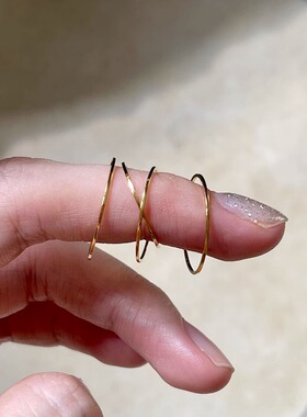 0.5mm极细叠戴素圈戒指女小众设计钛钢戒指光面简约轻奢食指中指