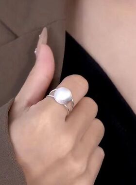 简约半圆拉丝开口磨砂戒指