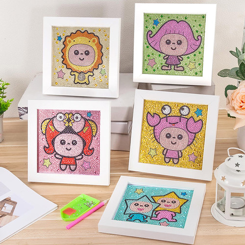 儿童钻石贴画带框手工diy制作材料包女孩玩具粘贴画水晶创意礼物 - 图1