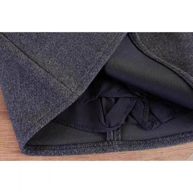 Dark gray woolen half-length women's A-line skirt black