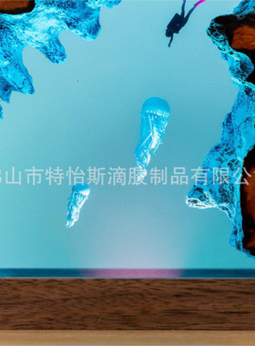 创意礼品滴胶实木树脂海洋小夜灯