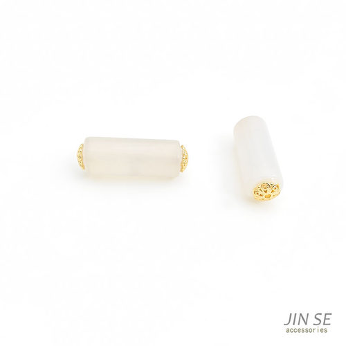 天然粉色水晶方糖干青玉红玛瑙红翡四叶草隔珠方块珠diy饰品配件 - 图3