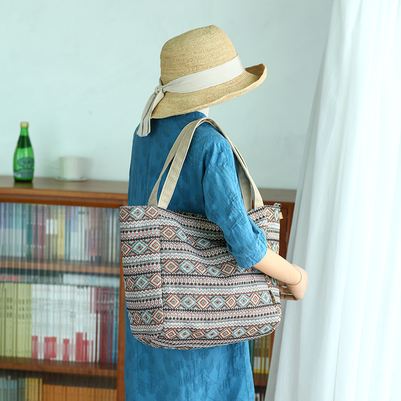 布奏提花包包女托特包大容量春夏手提帆布包女2023新款通勤上班族 - 图2