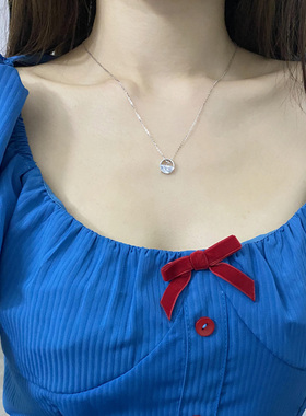 纯银项链女小众设计锁骨链送耳钉