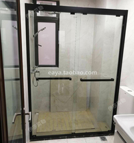 304 stainless steel I-shaped shower room with shower partition bathroom dry and wet separation double active glass shifting door