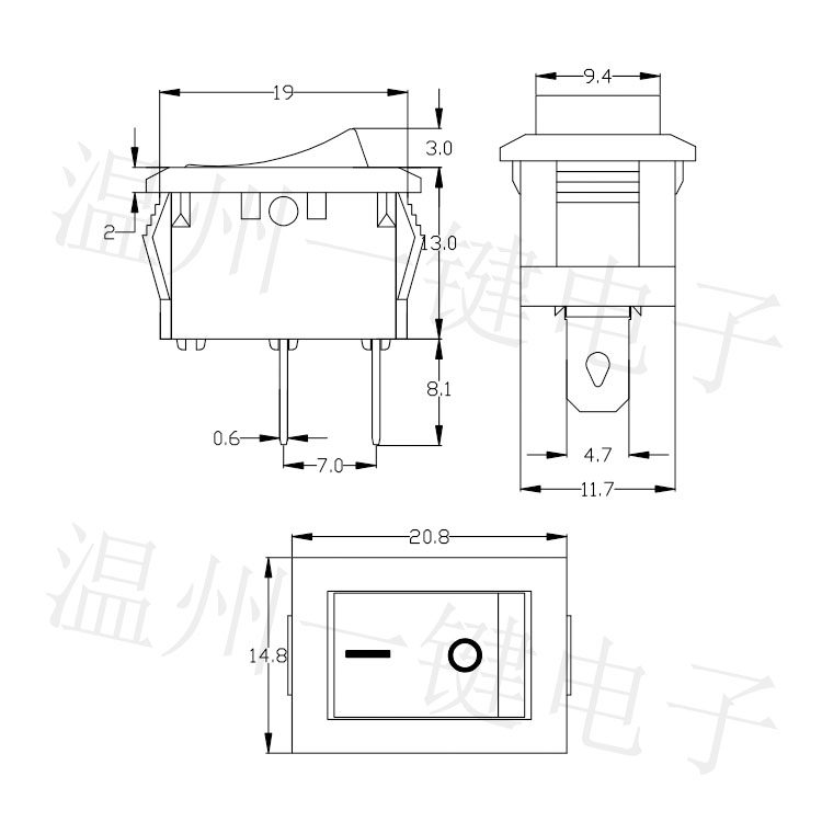 电源开关二脚二档翘板开关KCD1-101-斜面 15*21船形饮水机台灯热,淘宝优惠券,粉丝福利购,淘宝优惠卷