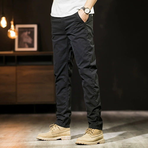Мужские эластичные хлопковые черные тонкие быстросохнущие штаны, в американском стиле, свободный прямой крой