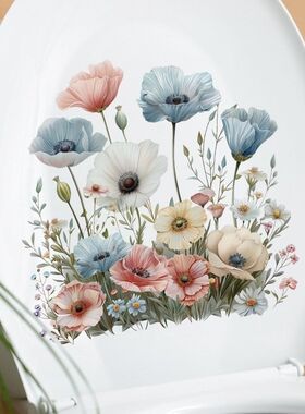 卫生间马桶水箱遮丑花朵贴画