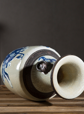 景德镇手绘花瓶古董福禄寿三星瓶