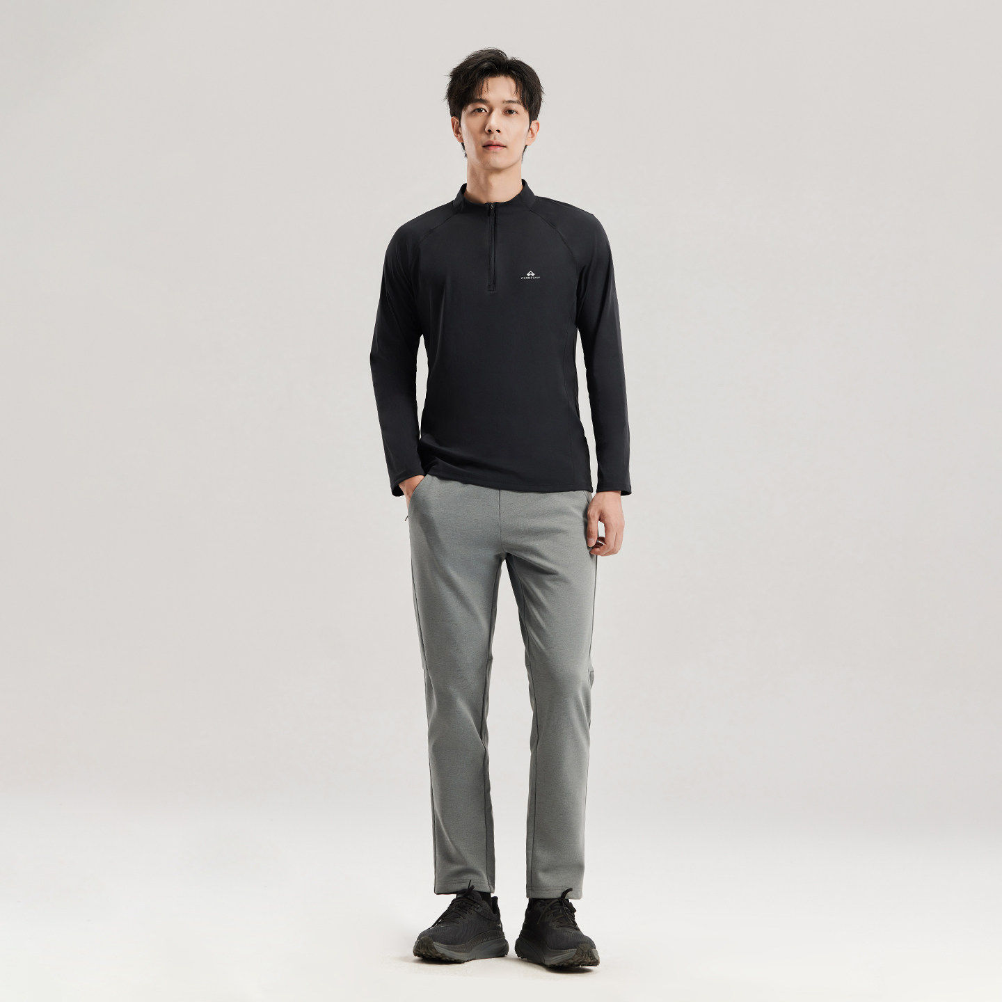 拓路者男装抓绒衣薄绒高弹拉链半开襟立领长袖打底上衣春秋贴身层,淘宝优惠券,粉丝福利购,淘宝优惠卷