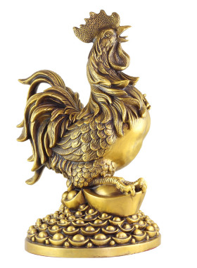 纯铜金鸡摆件元宝装饰品