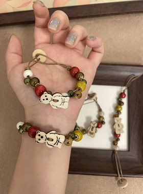 乔治姐姐/藏式编绳陶瓷手链新中式国风手串叠戴