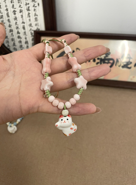 乔治姐姐/陶瓷猫咪项链甜美可爱毛衣链小众设计感