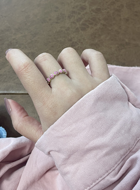 乔治姐姐/在逃芭比公主粉金戒指开口戒拉丝珐琅心形指环高级感ins