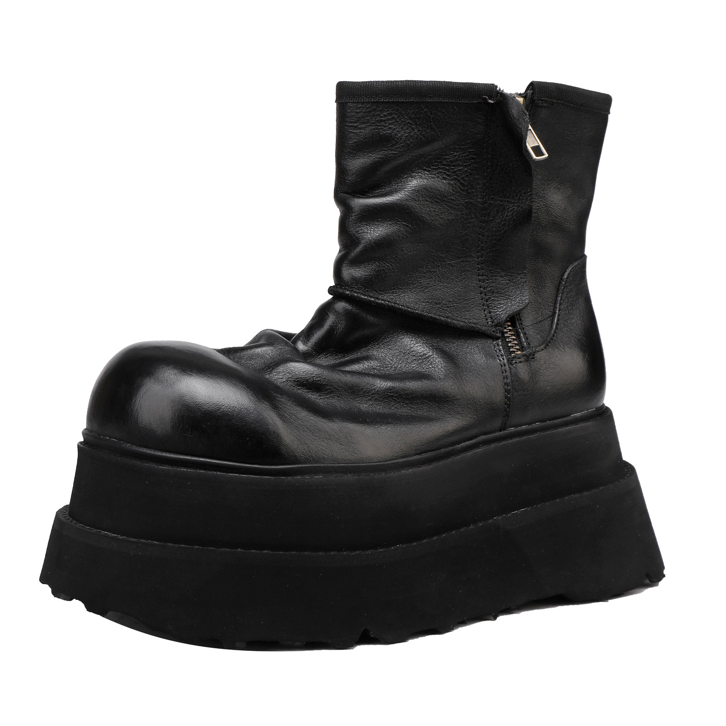 厚底短靴女2025春秋新款头层牛皮高档小个子增高鞋复古风单靴子,淘宝优惠券,粉丝福利购,淘宝优惠卷