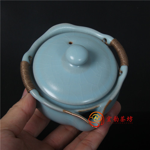 柏采窑二代粉青手抓壶CB-101BX汝窑茶壶手工复古壶汝瓷泡茶器茶具 - 图1