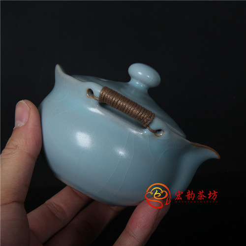 柏采窑二代粉青手抓壶CB-101BX汝窑茶壶手工复古壶汝瓷泡茶器茶具 - 图0